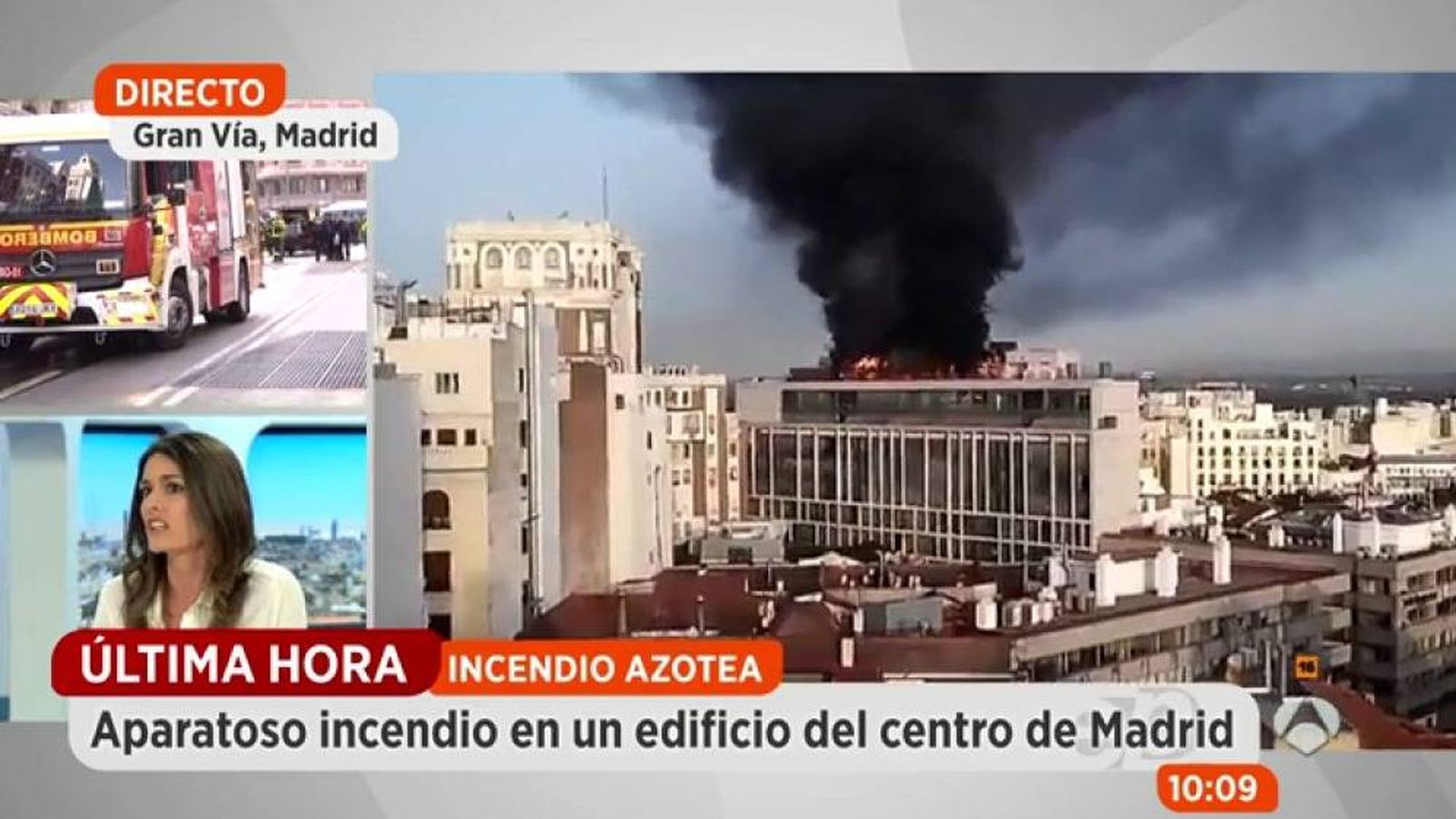Foto: Rebeca Minguela de 'Espejo Público', ve arder su hotel. 