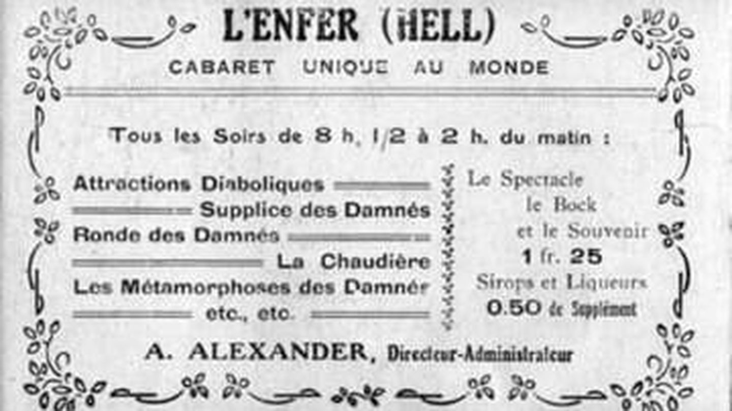 Pase informativo del Cabaret de l'Enfern. Fuente: Wikipedia