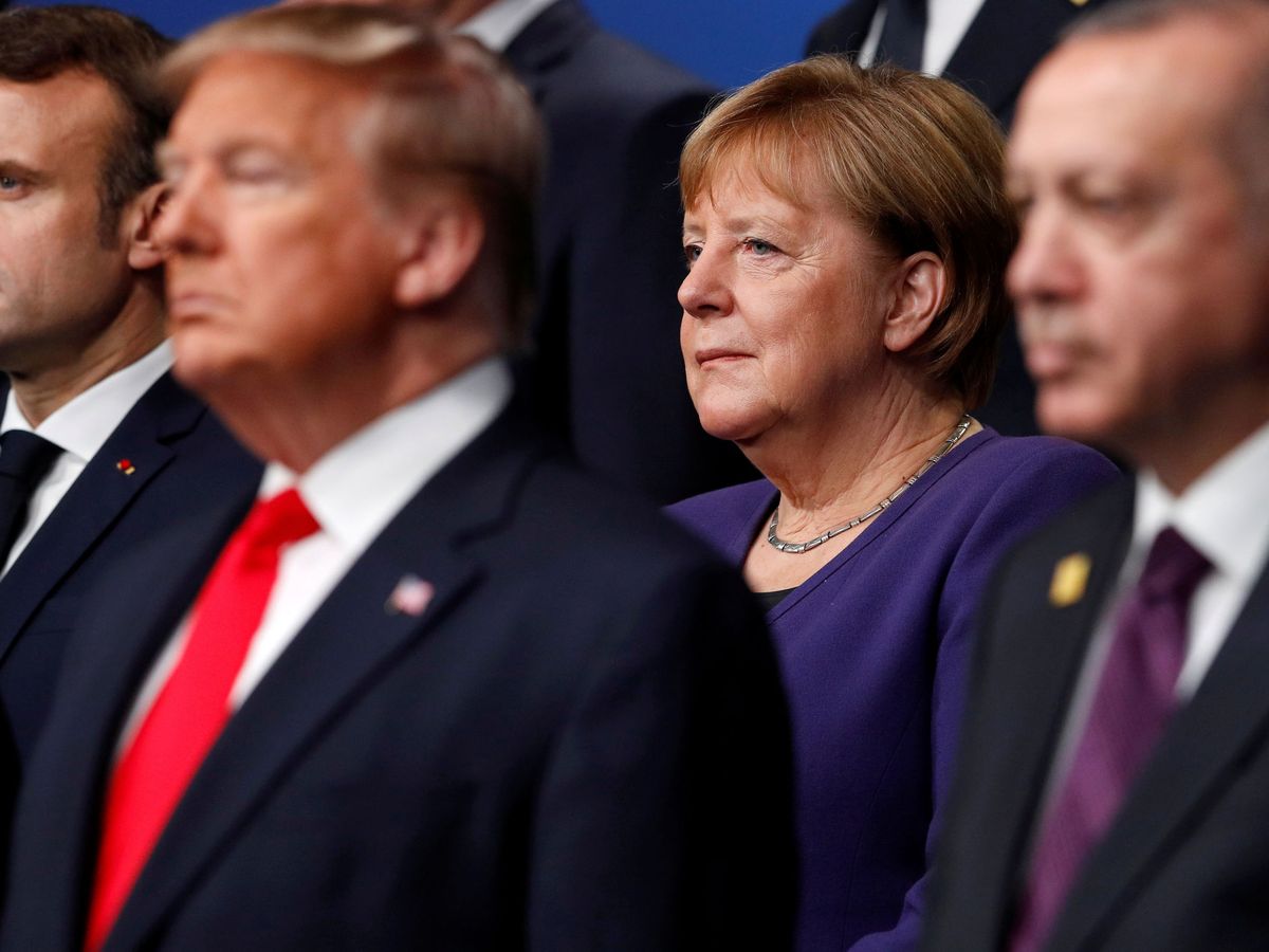 Foto: Emmanuel Macron, Donald Trump, Angela Merkel y Tayyip Erdogan. (Reuters)