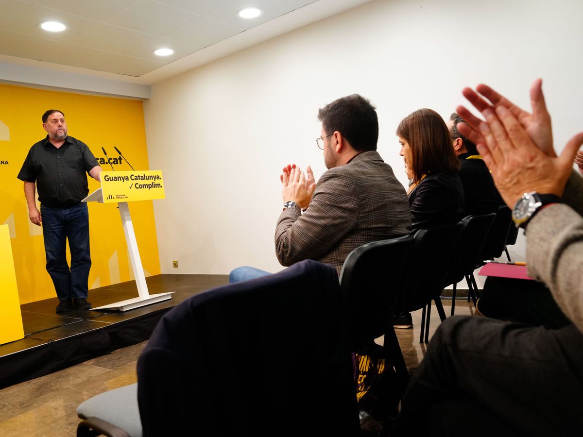 Foto: El presidente de ERC, Oriol Junqueras, durante el consejo nacional del partido, el pasado 12 de noviembre. (EFE/Enric Fontcuberta)