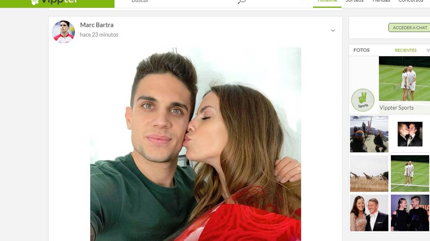 Una imagen del jugador Marc Bartra y su pareja en Vippter republicada de Instagram. (Vippter)