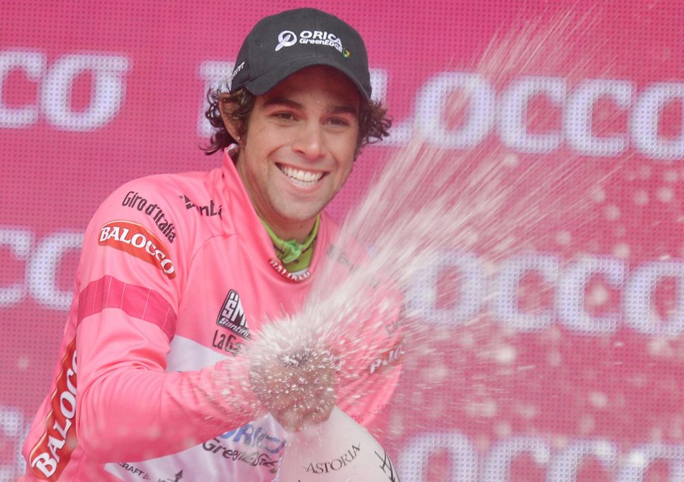 Foto: Michael Matthews celebra su liderato en el Giro de Italia.