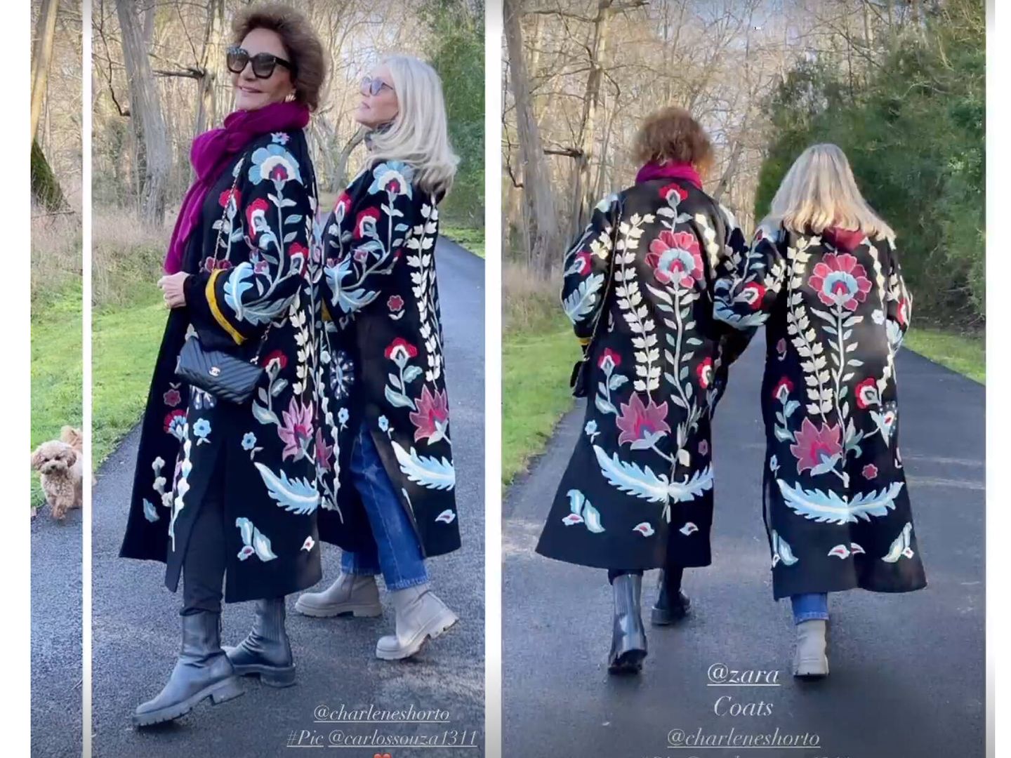 Naty Abascal y Charlene Shorto, con el mismo abrigo de Zara Atelier. (Instagram)