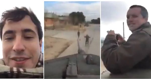Foto: Montaje del vídeo en el que dos civiles amenazan a Puigdemont e Iglesias