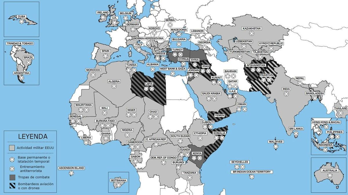 Este es el mapa actual de la 'guerra contra el terror', el conflicto sin fin que hereda Trump