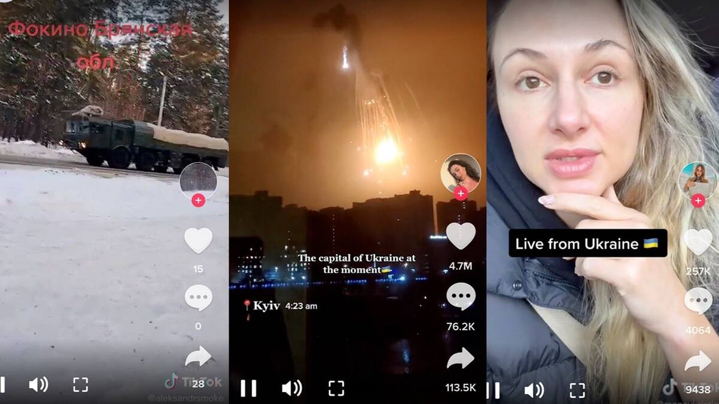 Usuarios en TikTok suben vídeos sobre la invasión de Ucrania. (TikTok)