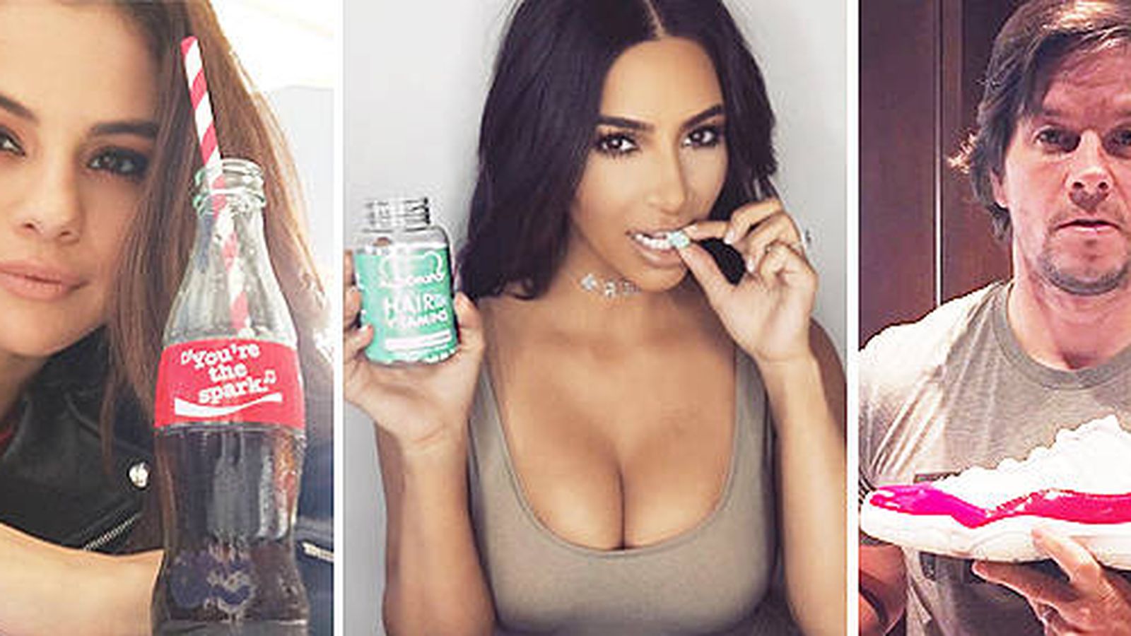 Foto: Selena Gómez, Kim Kardashian y Mark Wahlberg, promocionando productos en sus cuentas de Instagram