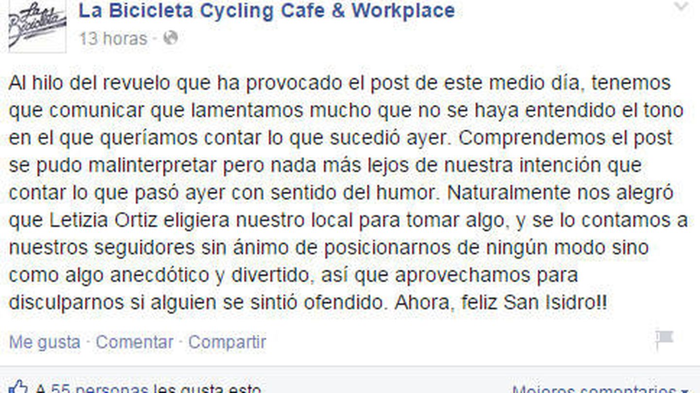 Facebook de la cafetería 'La bicicleta' 