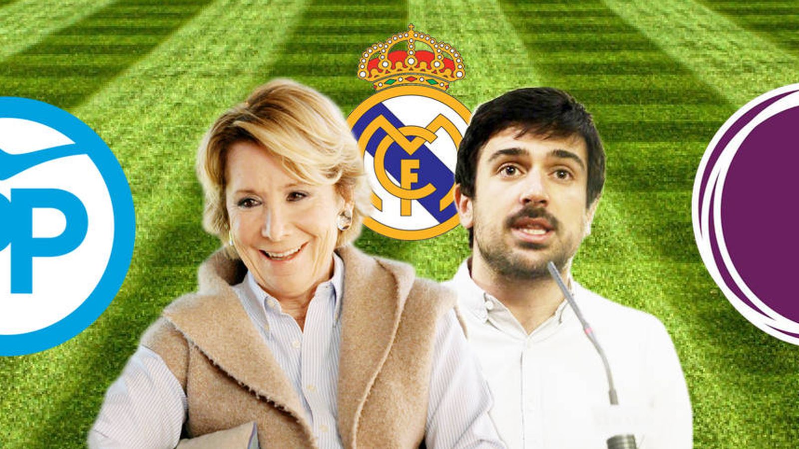 Foto: El Real Madrid une lo que la política separa. Aguirre y Espinar comparten corazón blanco. (EC)