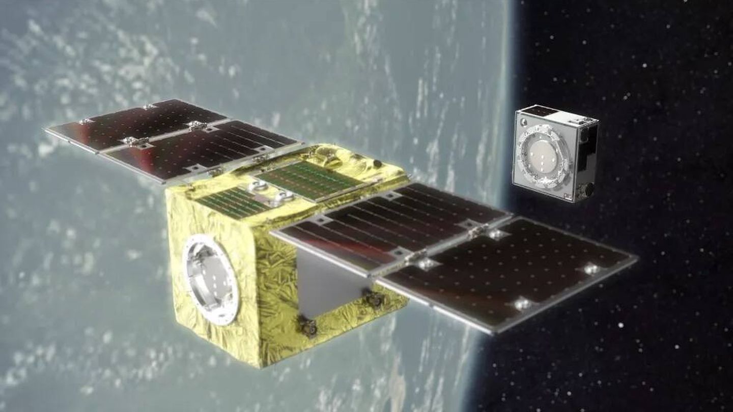 El satélite japonés ELSA-d liberó y capturó con éxito una pieza basura espacial. (Astroscale)