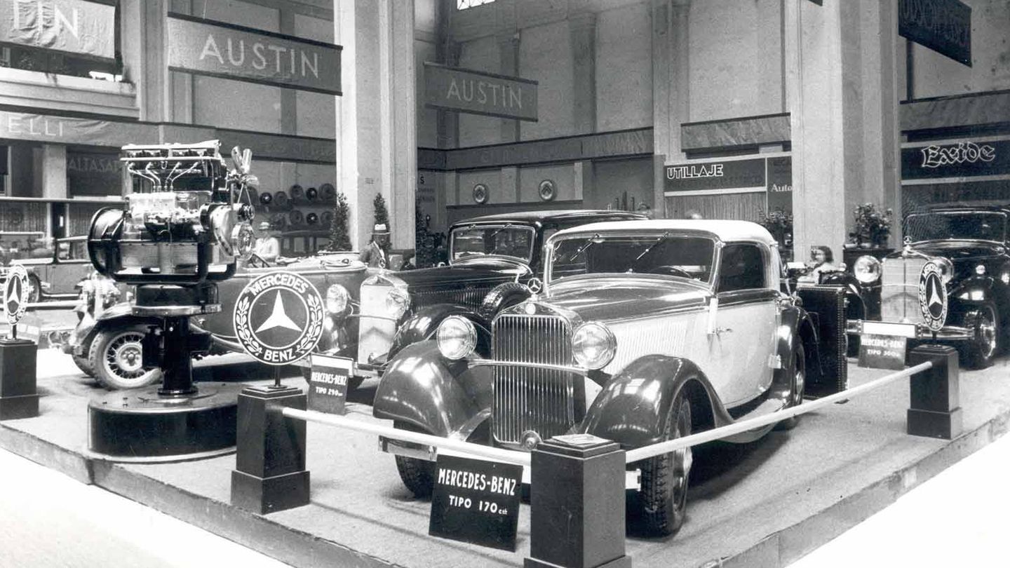 El stand de Mercedes en la edición de 1933 del Salón de Barcelona.