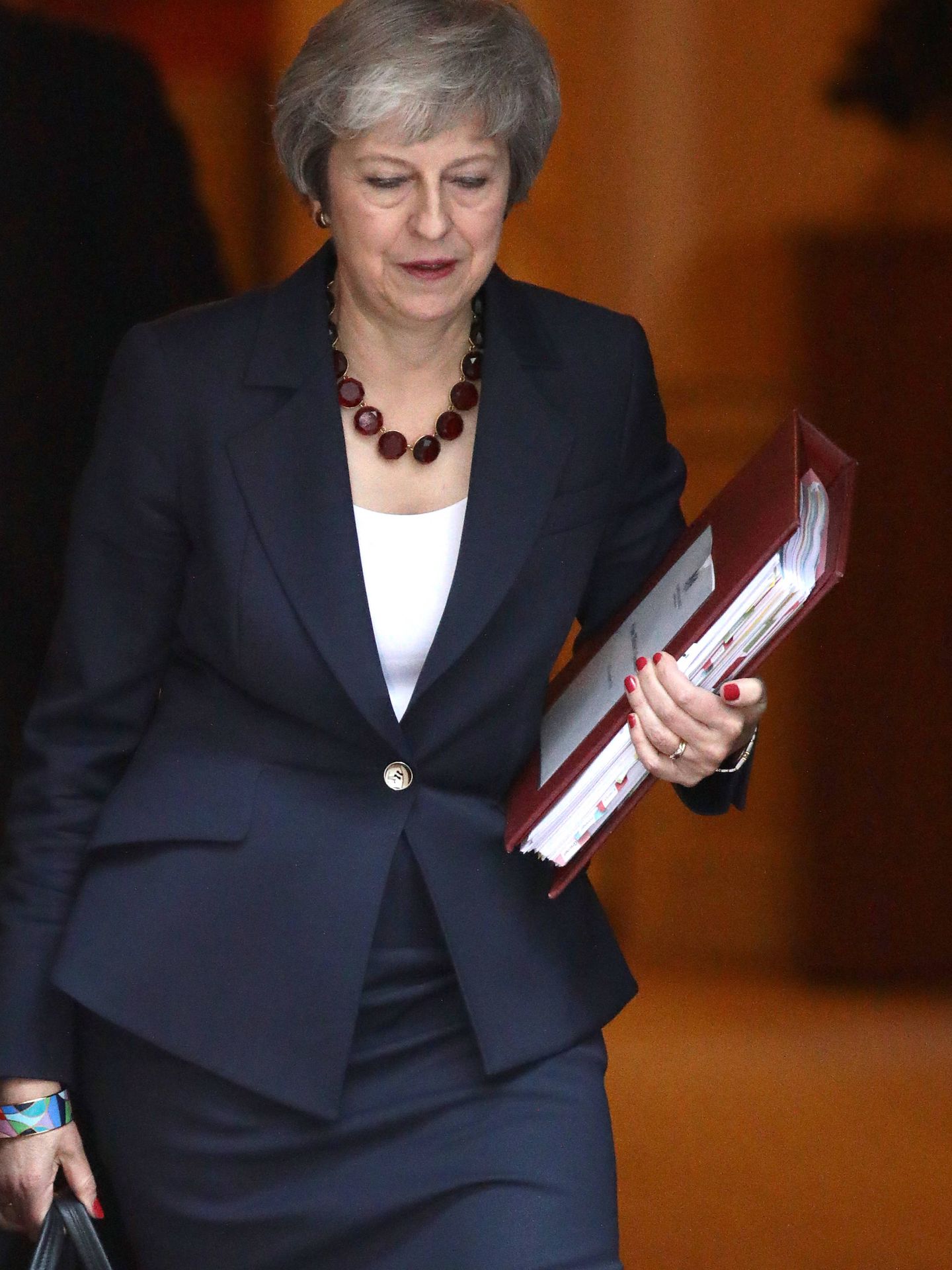 Theresa May durante la mañana del miércoles 14 de noviembre. (Getty Images)
