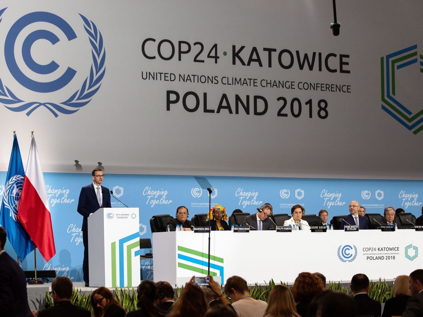 Primer ministro polaco, Mateusz Morawiecki en la COP24 de Katowice en 2018