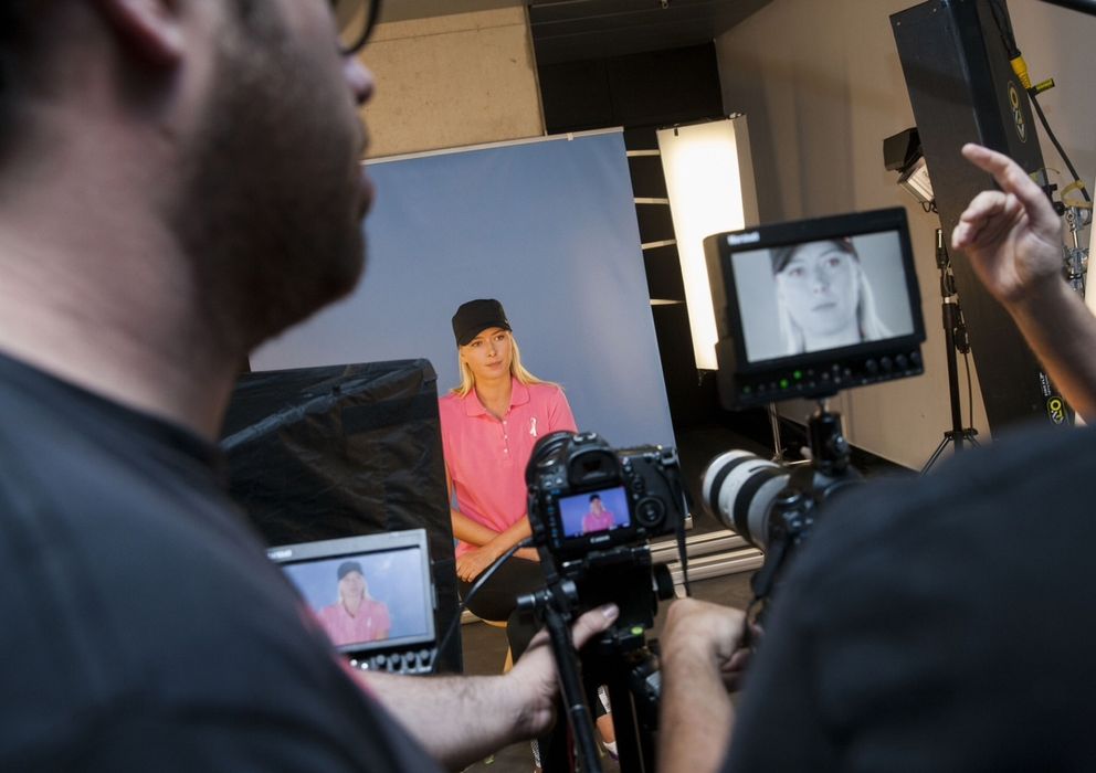 Foto: Maria Sharapova, durante la elaboración del spot. (Fundación Mutua Madrileña)