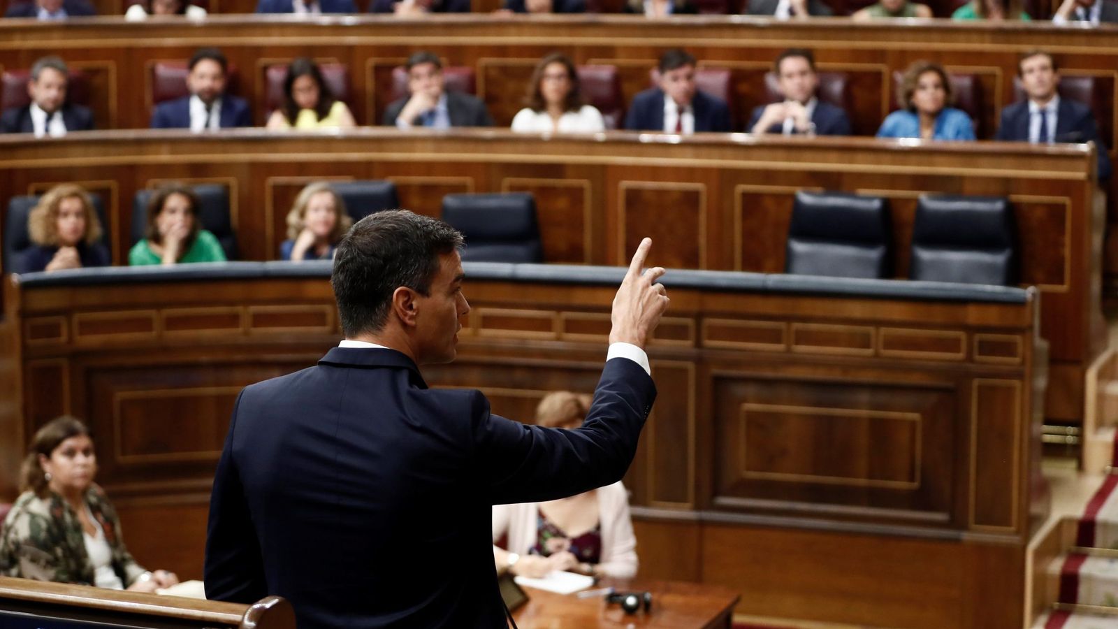 Foto: El presidente del Gobierno, Pedro Sánchez, interviene en la sesión de control al Gobierno. (EFE)