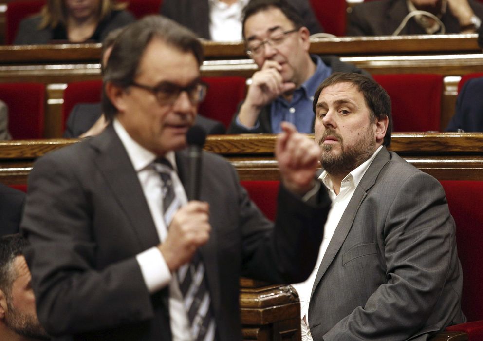 Foto: El presidente de la Generalitat, Artur Mas, y el de ERC, Oriol Junqueras. (EFE)
