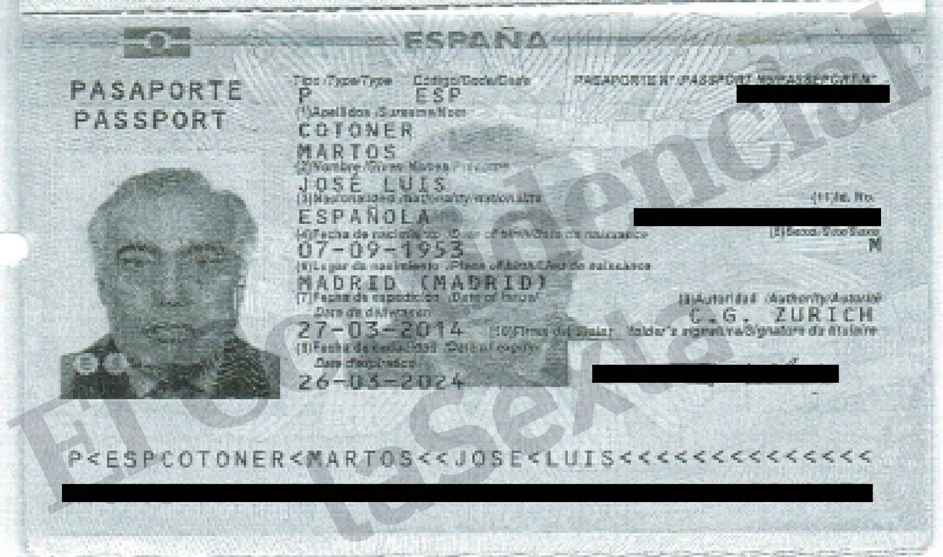 Pasaporte de José Luis Cotoner Martos.