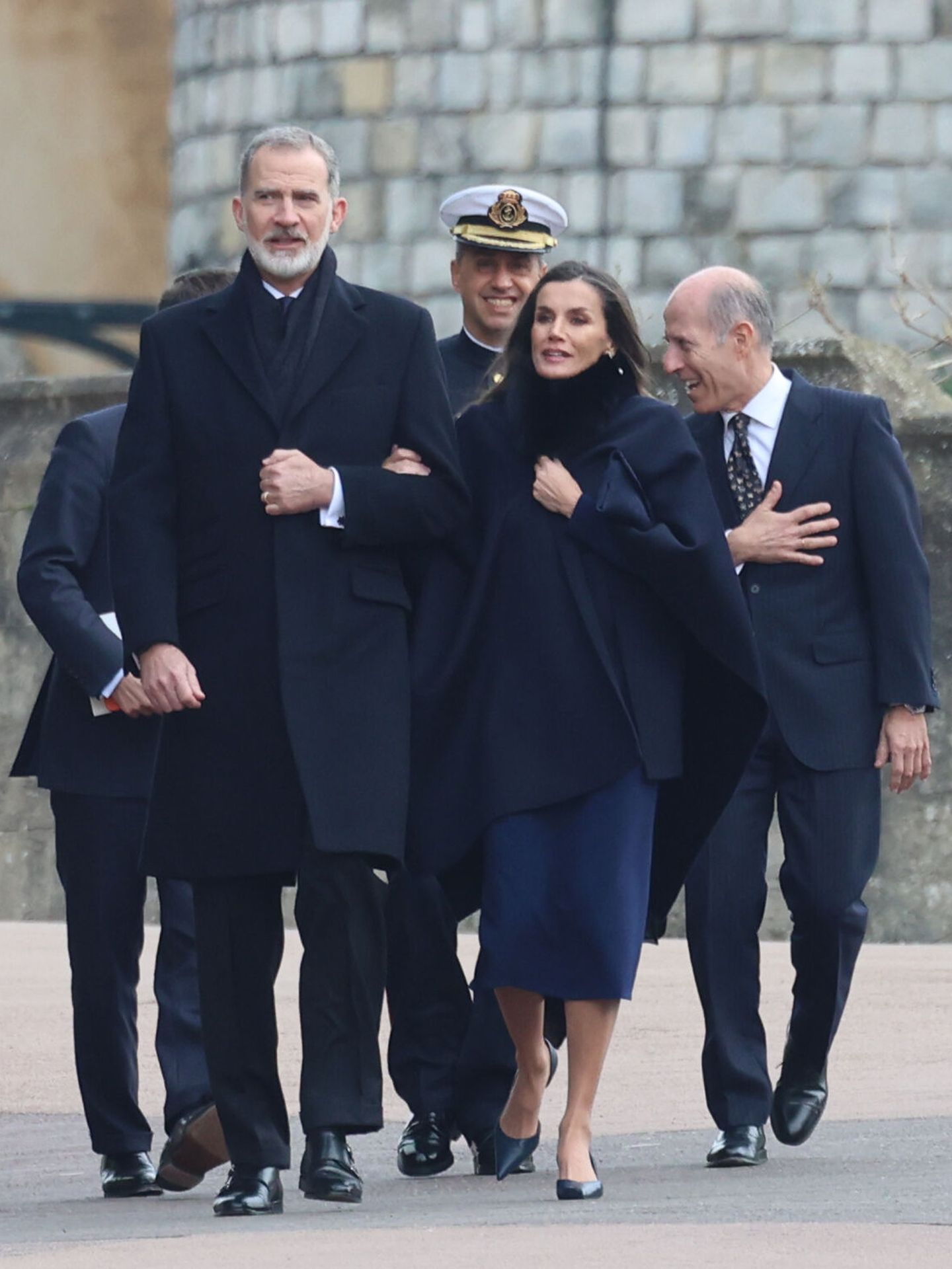El rey Felipe VI y la reina Letizia llegando al funeral por Constantino de Grecia en el castillo de Windsor. (Europa Press)