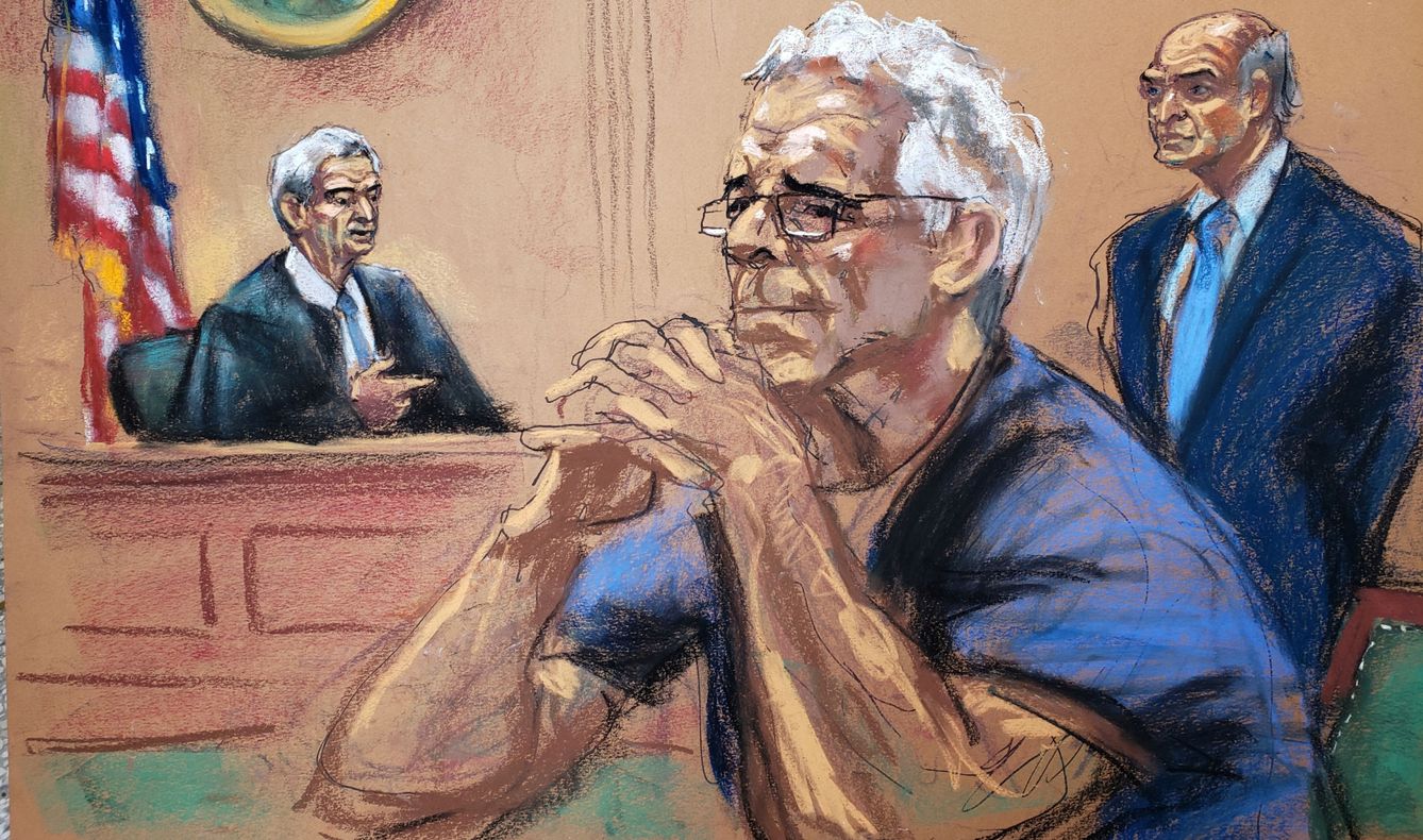 Jeffrey Epstein en una ilustración, durante el juicio que se seguía contra él hasta su muerte. (Reuters)