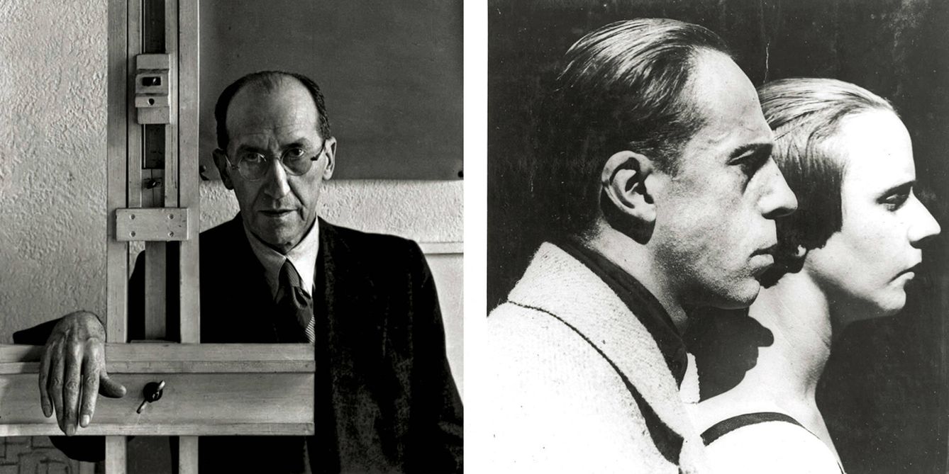A la izquierda, el pintor Piet Mondrian, en una foto tomada en Nueva York en 1942. A la derecha, Theo van Doesburg y la que se convertiría en su mujer años después, Nelli (Petronella), en una imagen tomada en 1915. 