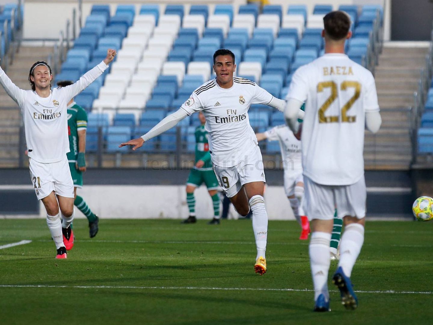 Reinier celebra su primer gol con el Castilla. (Europa Press)
