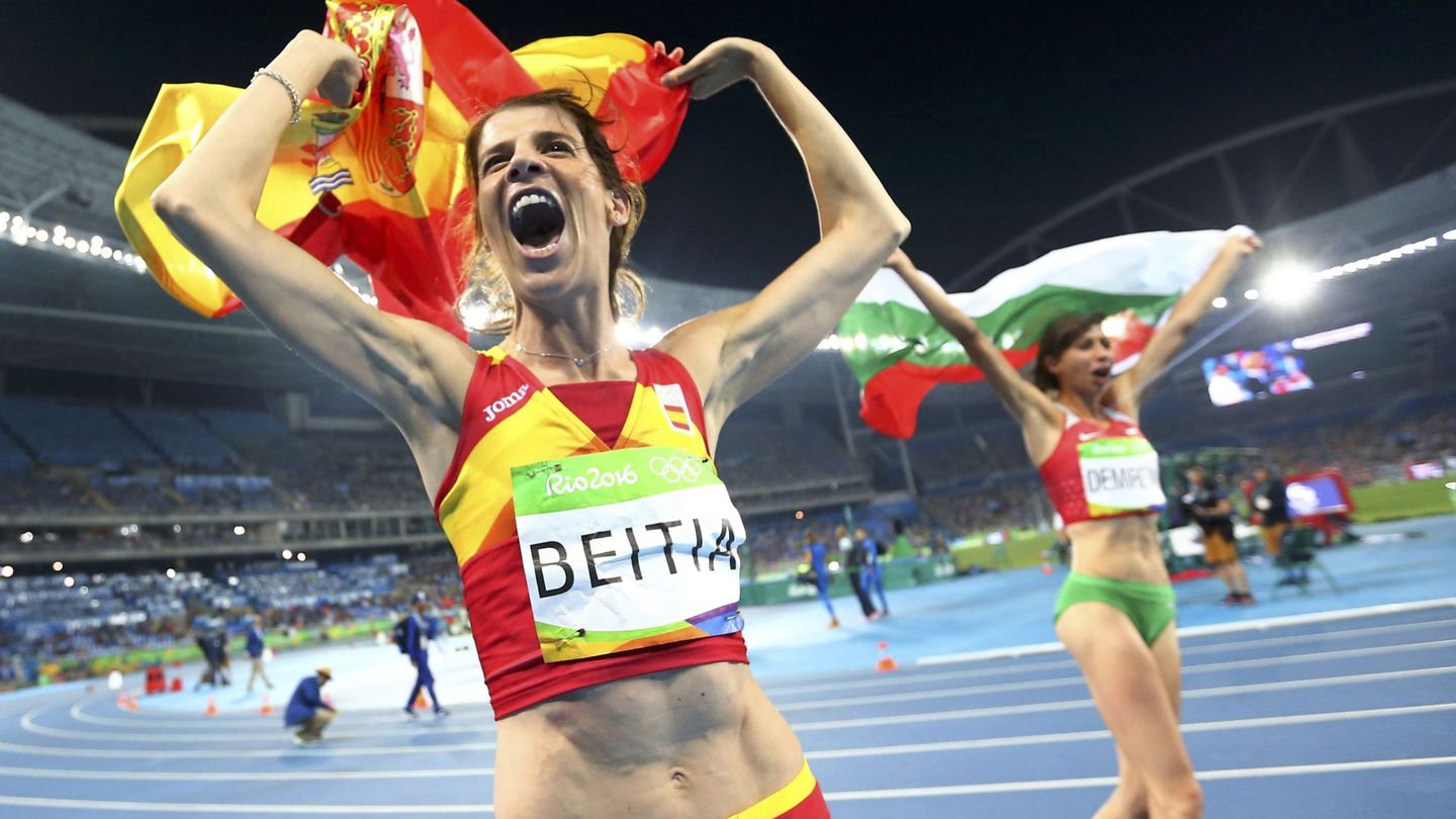 Beitia celebra su victoria (Dominic Ebenbichler/Reuters)