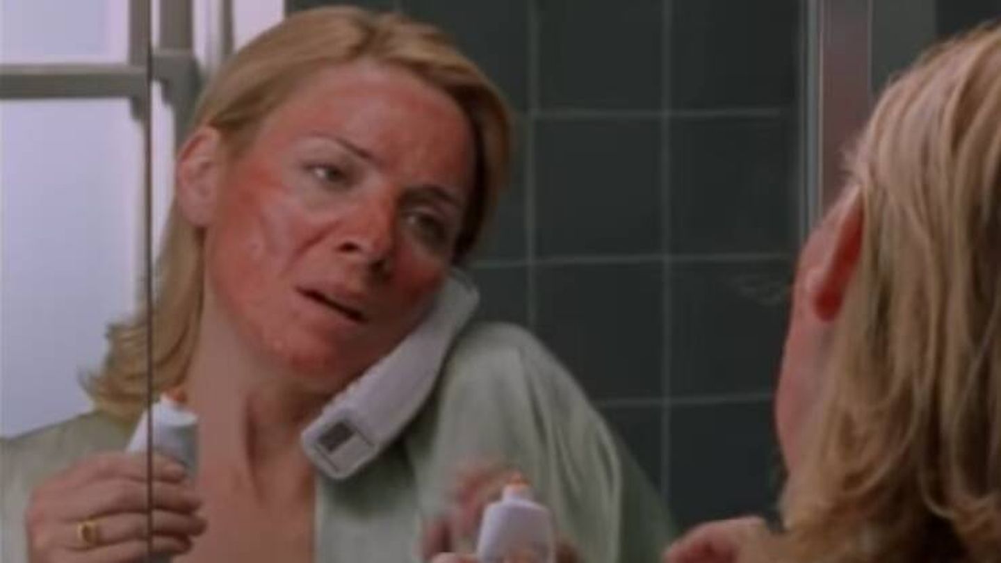 Samantha Jones, después de un peeling químico. (Cortesía HBO)