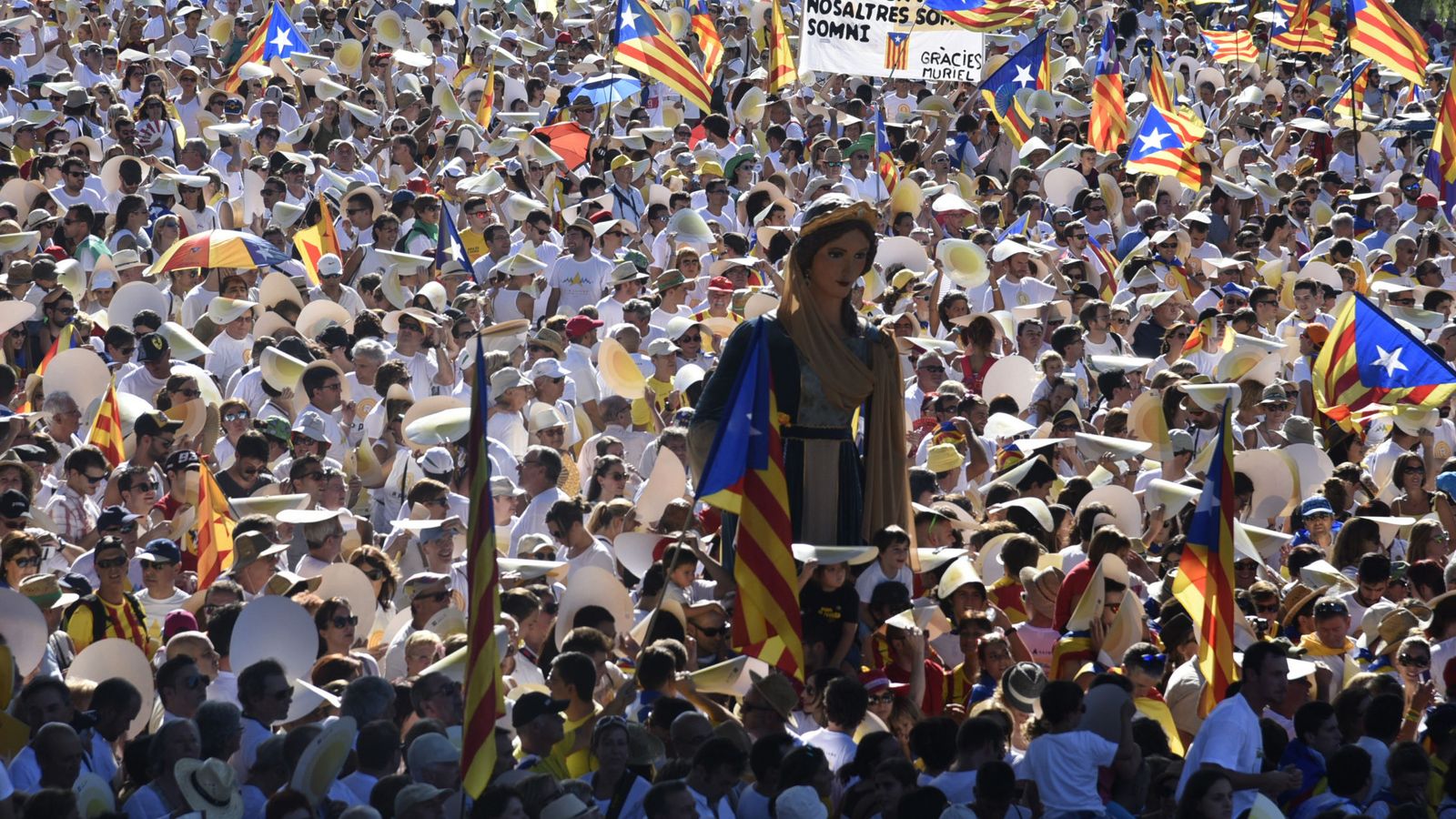 Foto: Manifestación organizada por las entidades independentistas Asamblea Nacional Catalana (ANC) y Òmnium Cultura en Lleida. (EFE)