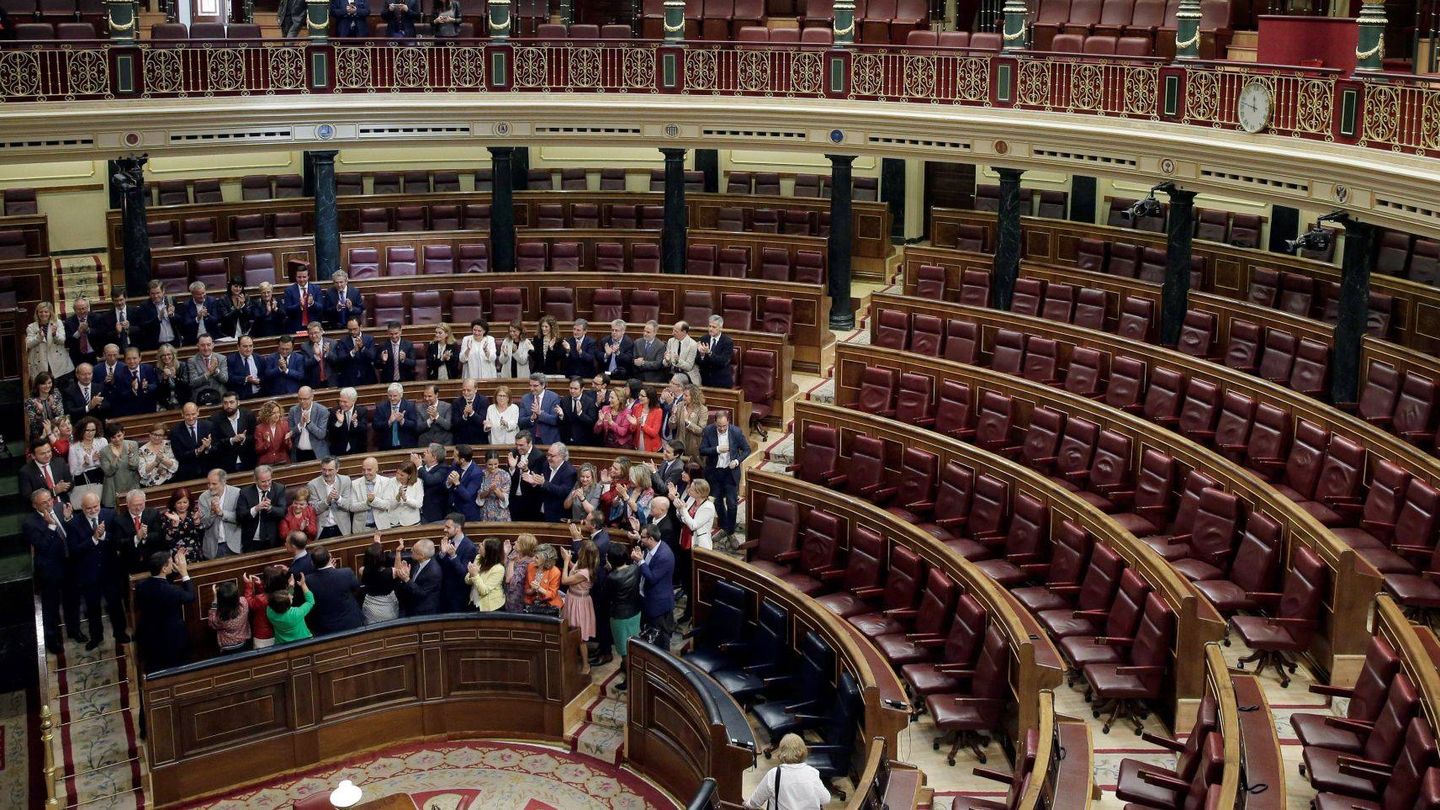 Grada del PSOE durante la moción de censura. 