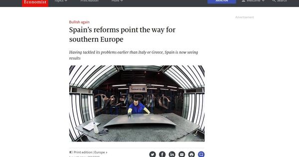Foto: Imagen del artículo que saca 'The Economist' sobre las reformas en España