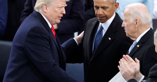 Foto: Obama y Trump durante la ceremonia de nombramiento de este último como Presidente de los Estados Unidos. (Reuters)