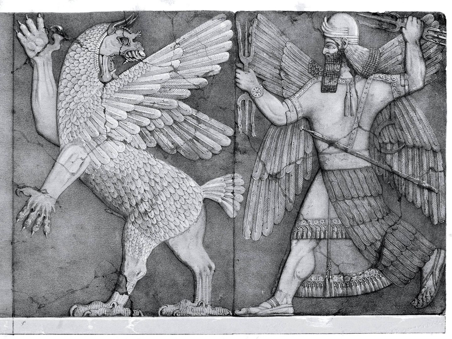 El monstruo del caos y el dios del Sol de la cultura babilónica. (Wikipedia)