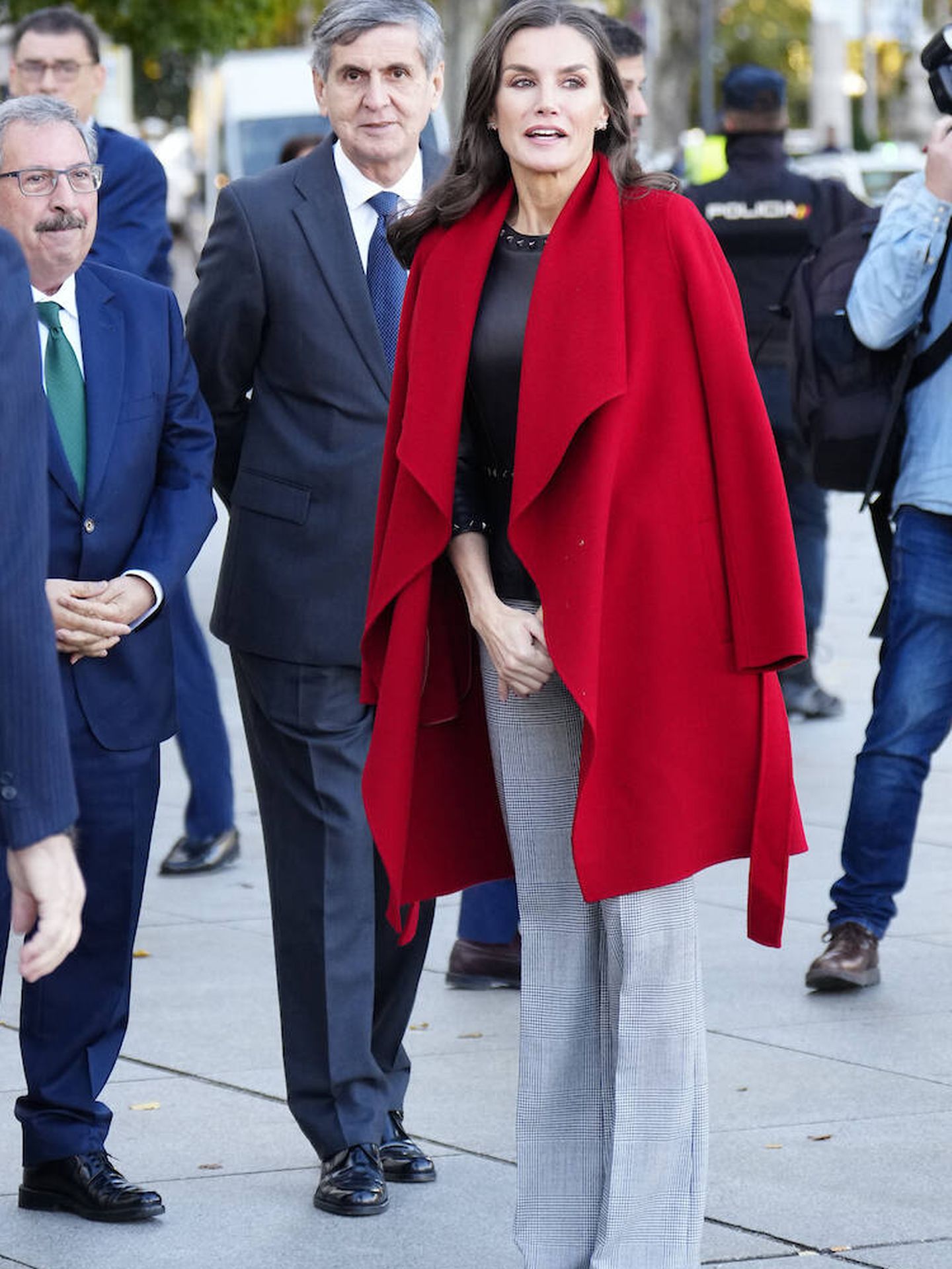 La reina Letizia, a su llegada al ayuntamiento de Madrid. (LP)