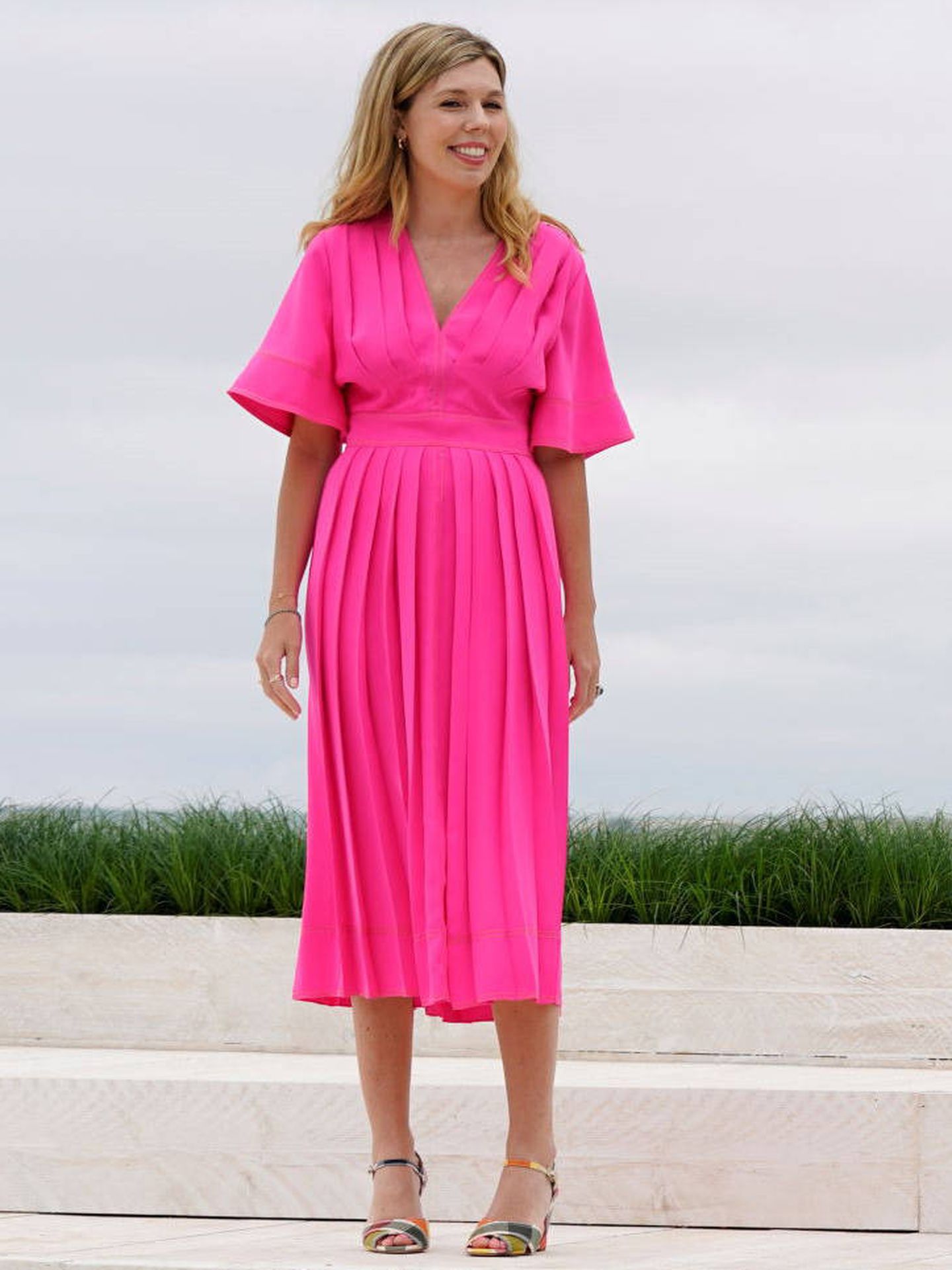 Carrie luce un vestido de alquiler de Roksanda. (Reuters)