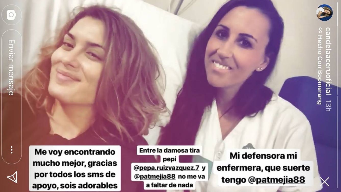 Historia de Candela en Instagram desde el hospital. (Instagram)