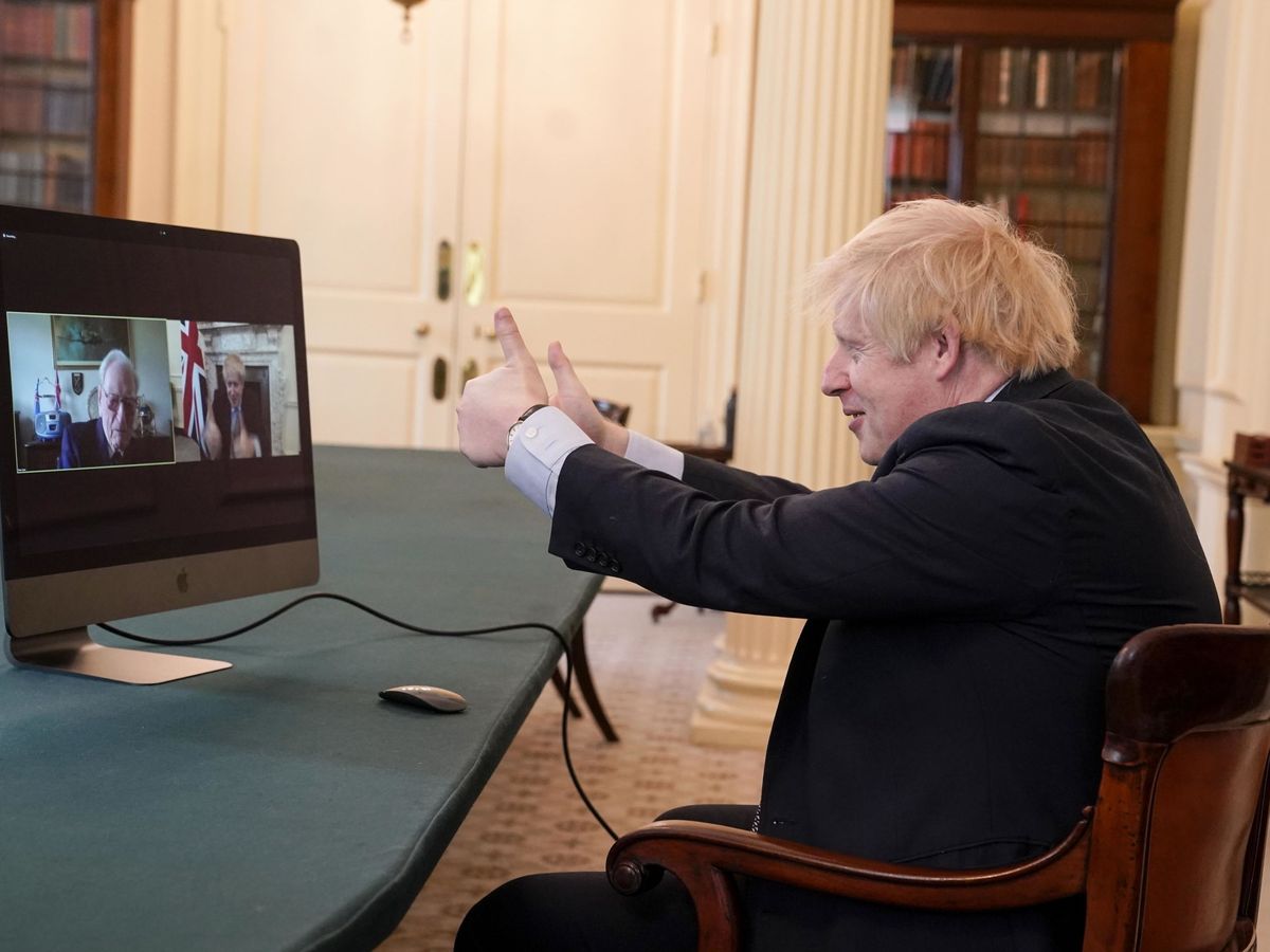 Foto: Boris en una videoconferencia. (EFE)
