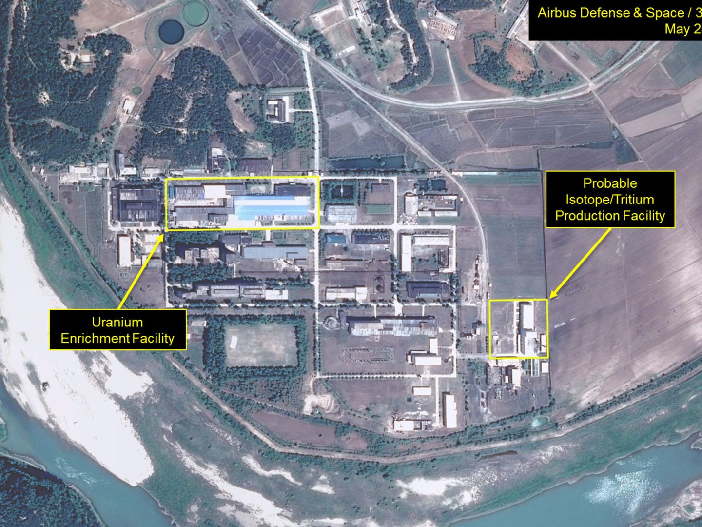 Imagen de satélite de la central nuclear Yongbyon, en Corea del Norte. (Reuters)