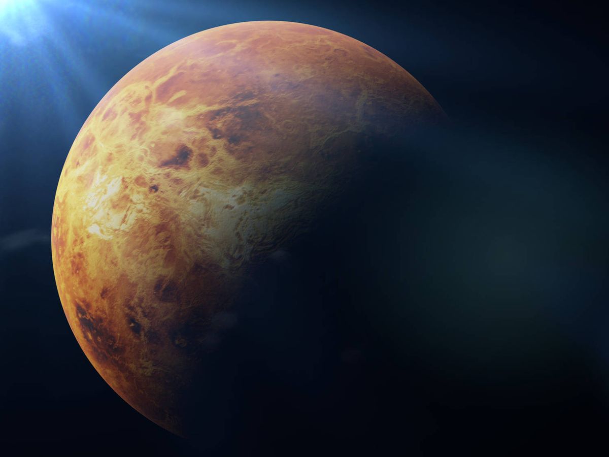 Foto: Ilustración que muestra el planeta Venus iluminado por el Sol (iStock)