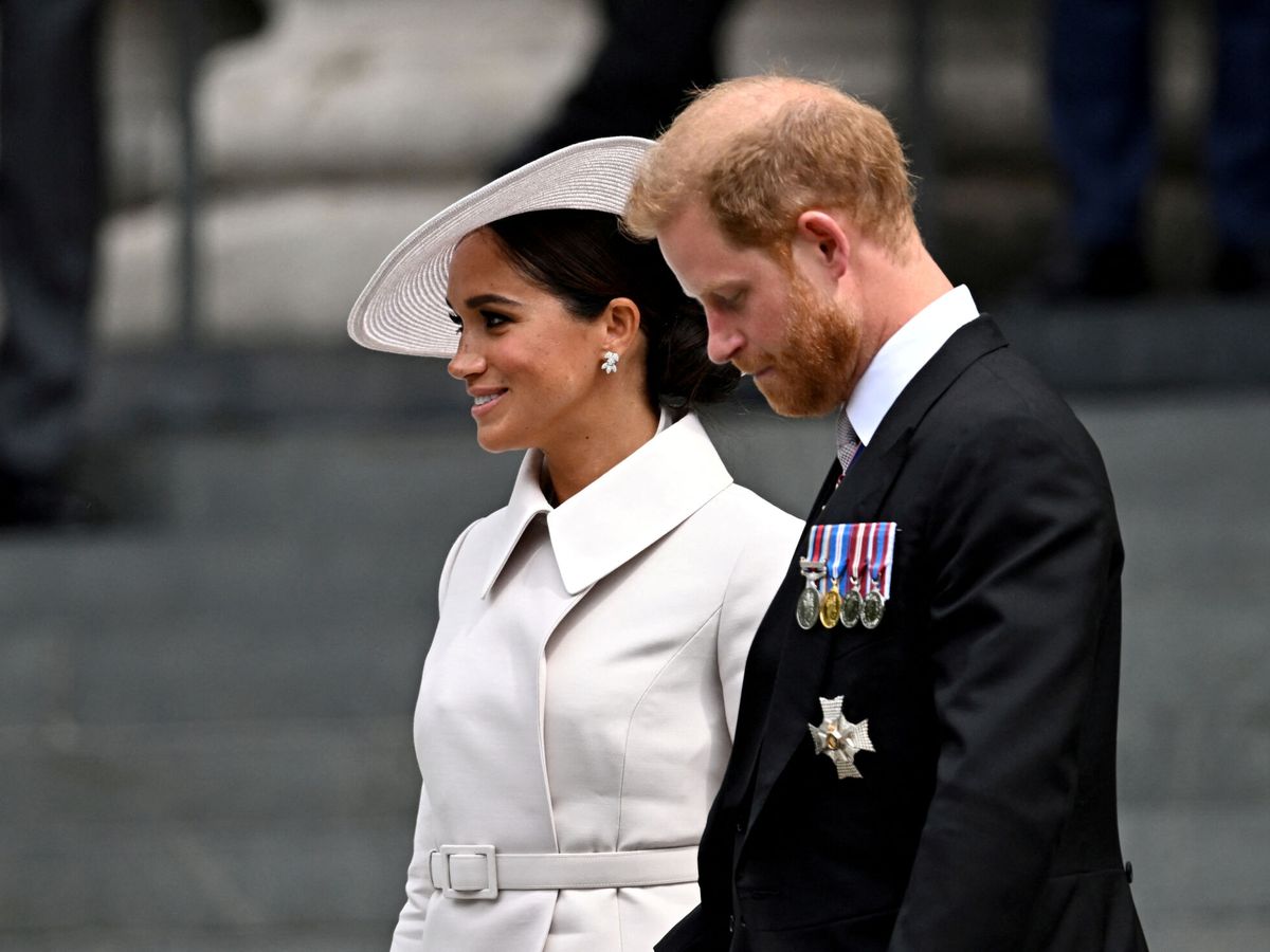 Foto: Harry y Meghan, en una fotografía del Jubileo de Platino de Isabel II. (Reuters)