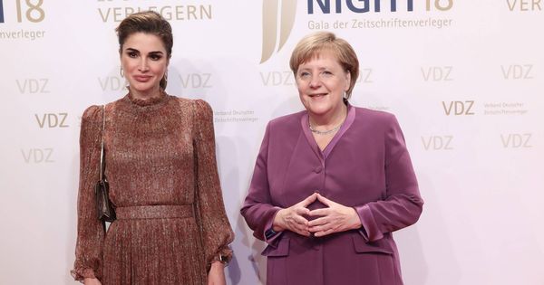 Foto: Rania de Jordania con Merkel. (Cordon Press)