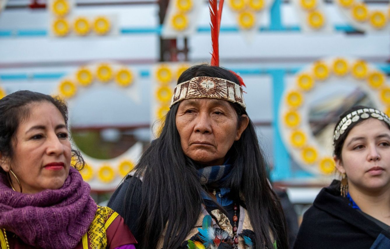 Protestas de comunidades indígenas durante la COP26. (EFE/EPA/Robert Perry)
